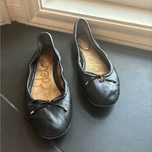 Sam Edelman Felicia leather bow detail black ballet flat